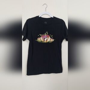 Bucees Styling Short Sleeve Tshirt In Black With Halloween Print Front And Back